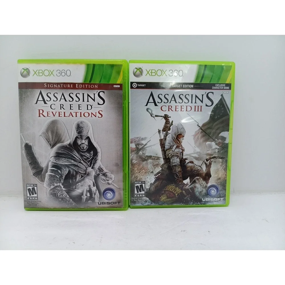 Xbox 360 Assassins Creed 3 & Revelations 2 Game Lot C.I.B.